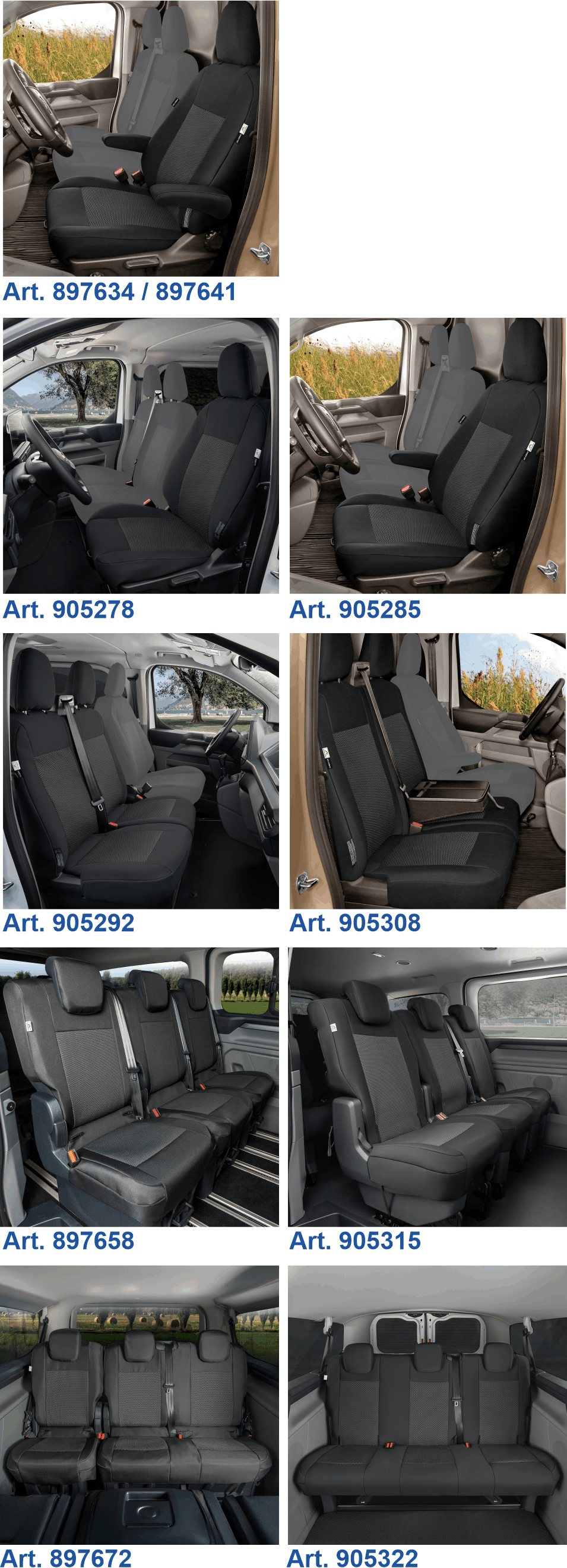Passform Sitzbez�ge Ford Transit Custom II, Ford Tourneo Custom II, VW T7 Transporter, VW T7 Caravelle